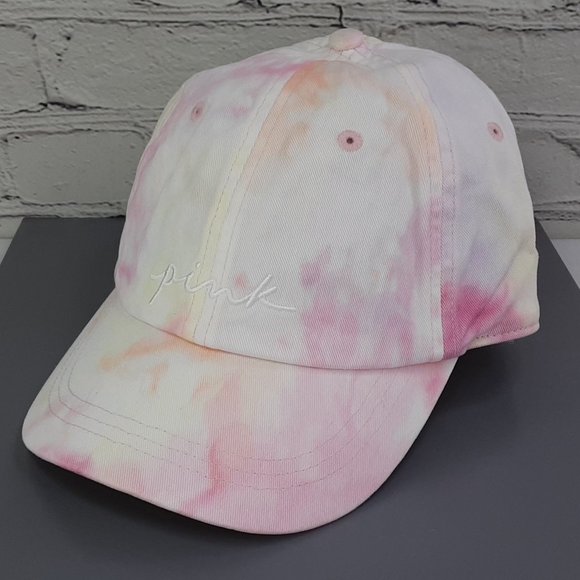 VICTORIA'S SECRET 'PINK' EMBROIDED LOGO TIE-DYE BALL CAP/ HAT ADJUSTABLE BACK - Picture 16 of 16